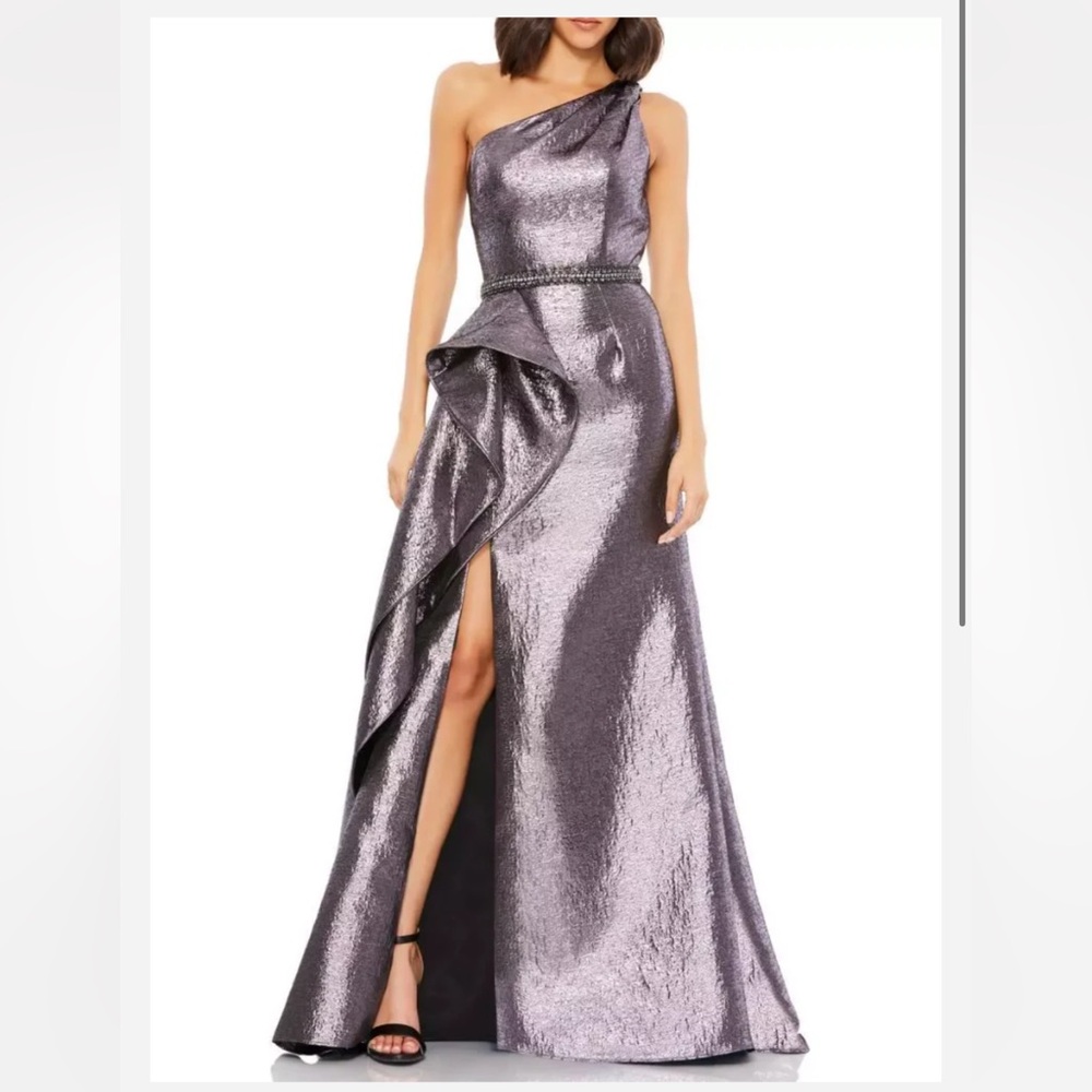 Mac Duggal One Shoulder Purple Sparkly Dress